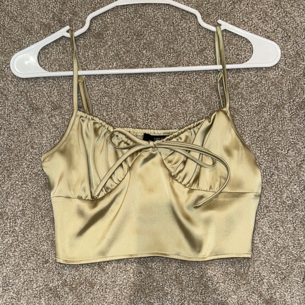 FOREVER 21 SAGE GREEN SILK TOP